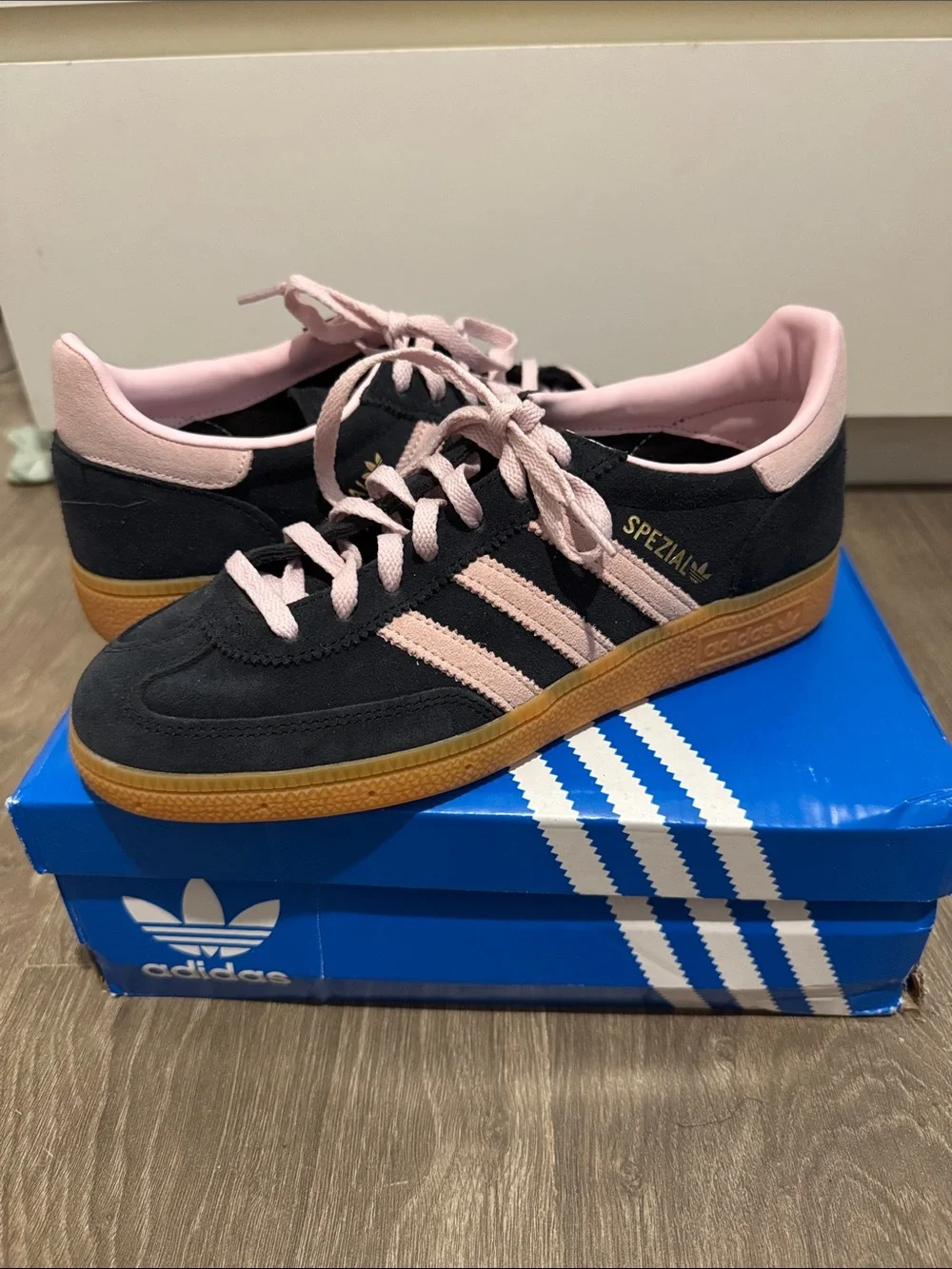 Adidas Handball Spezial Sneakers in Black and Pink with Gum Sole